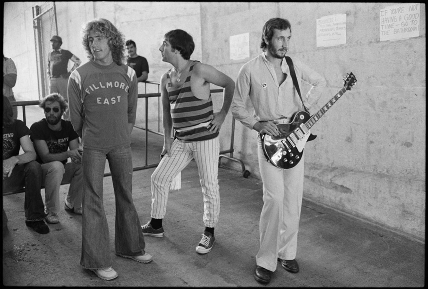 The Who preparing backstage before Day On The Green in 1976.